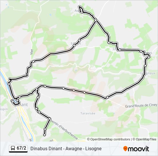 Plan de la ligne 67/2 de bus