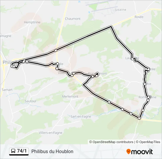 74/1 Bus Line Map