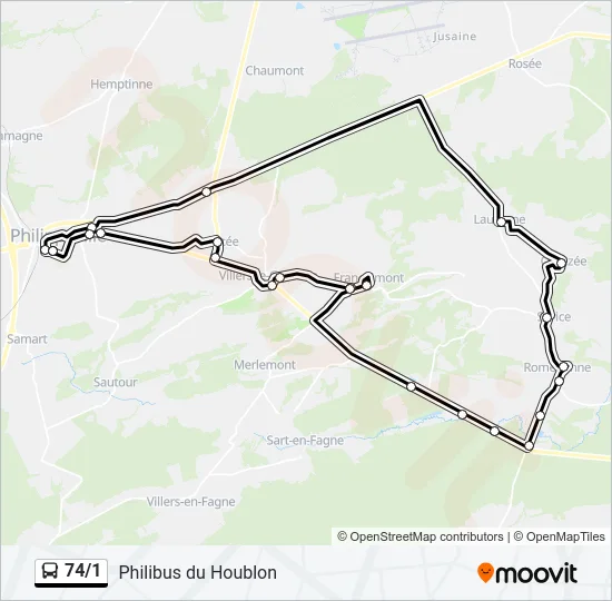 74/1 Bus Line Map