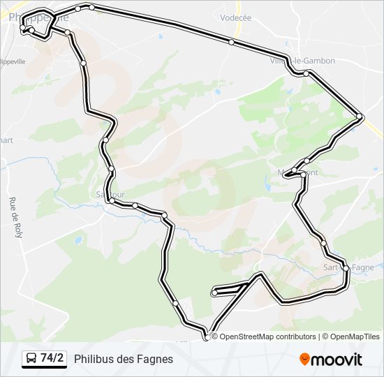 74/2 bus Line Map