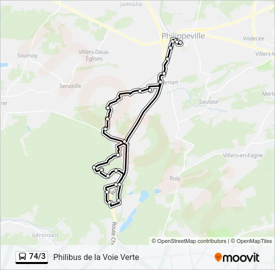 74/3 Bus Line Map