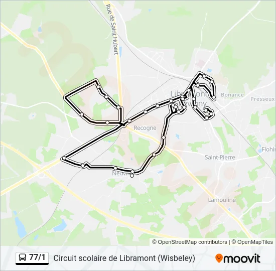 77/1 Bus Line Map
