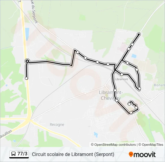 77/3 Bus Line Map