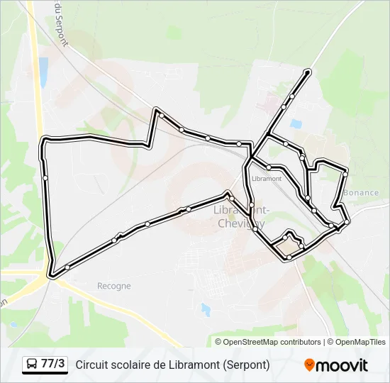 77/3 Bus Line Map