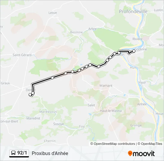 92/1 Bus Line Map