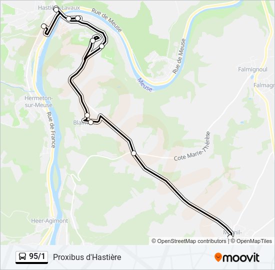 95/1 bus Line Map