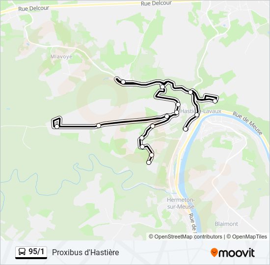 95/1 bus Line Map