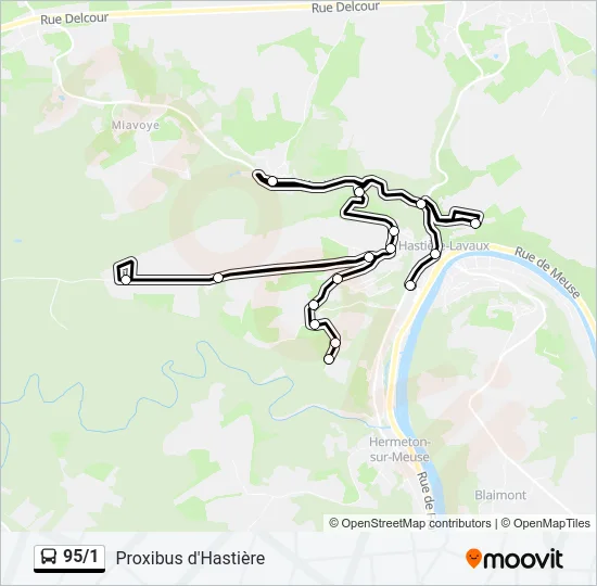 95/1 Bus Line Map