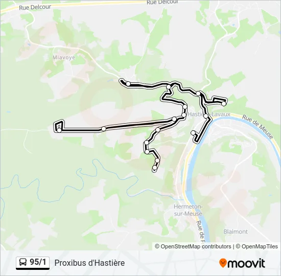 95/1 Bus Line Map
