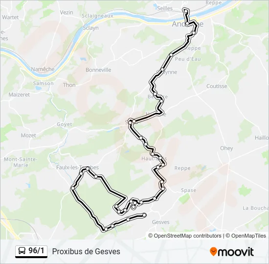 96/1 Bus Line Map