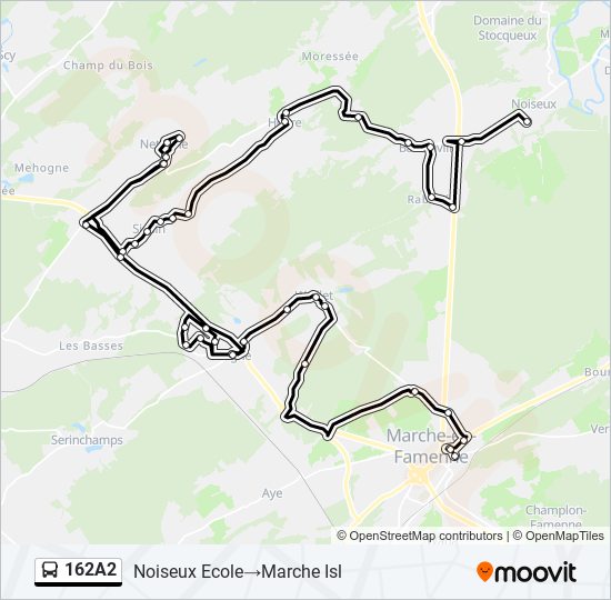 Plan de la ligne 162A2 de bus