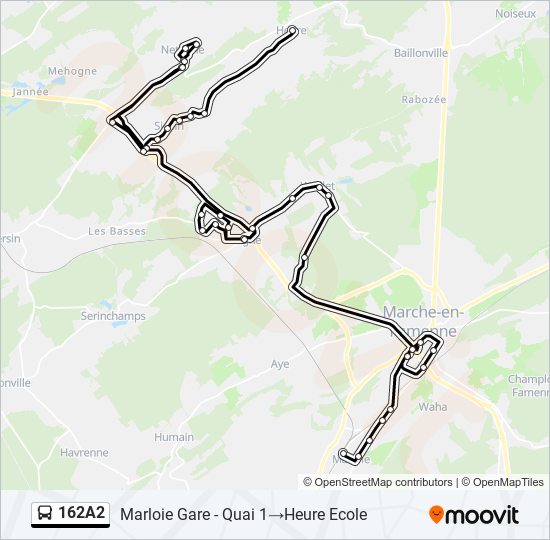 Plan de la ligne 162A2 de bus