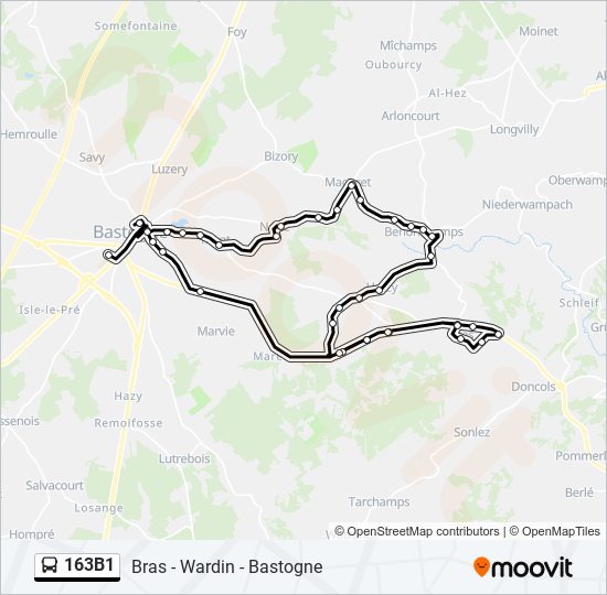 Plan de la ligne 163B1 de bus