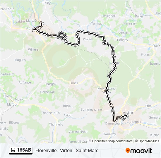 Plan de la ligne 165AB de bus