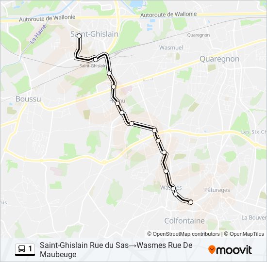 Plan de la ligne 1 de bus