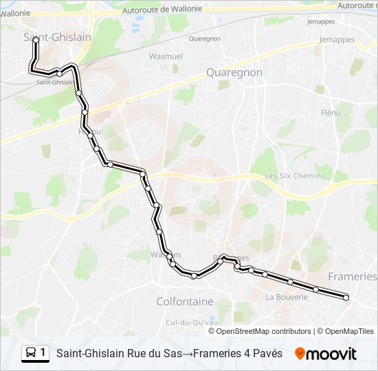 Plan de la ligne 1 de bus