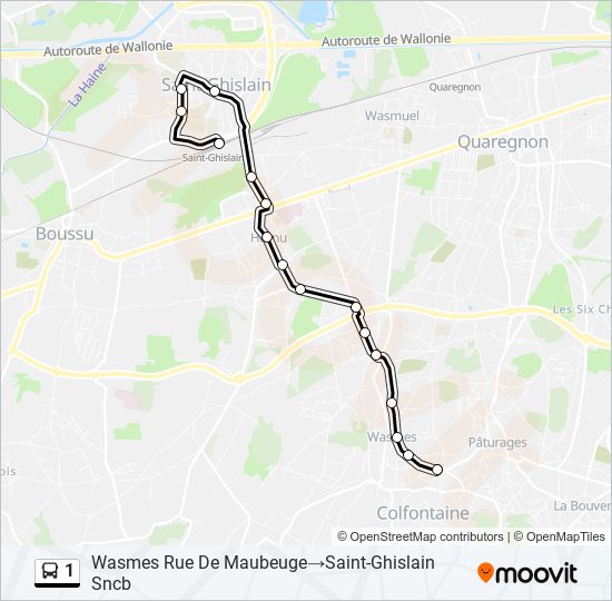 Plan de la ligne 1 de bus