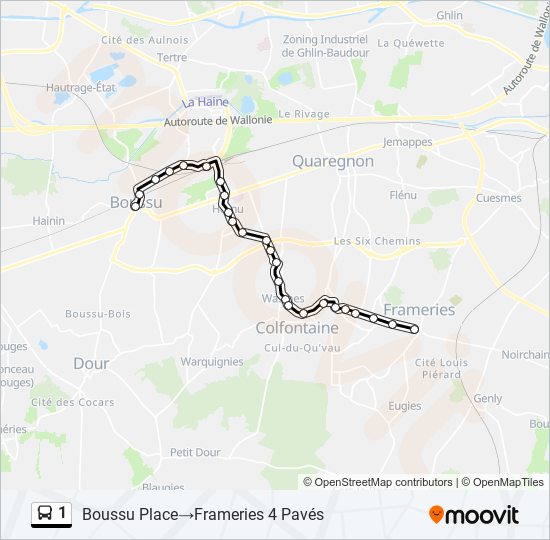 Plan de la ligne 1 de bus