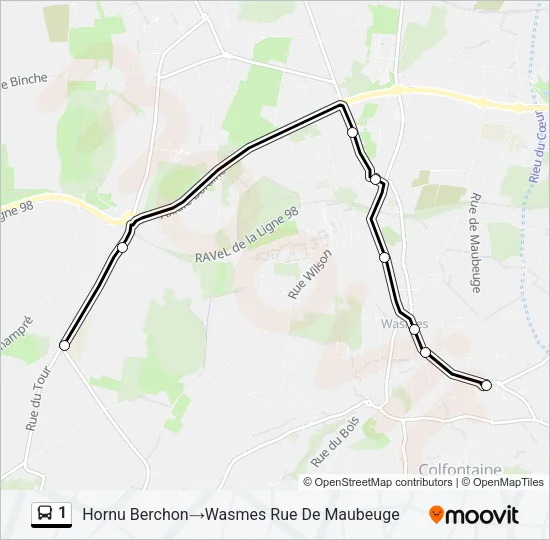 1 Bus Line Map