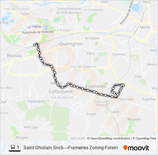 Plan de la ligne 1 de bus