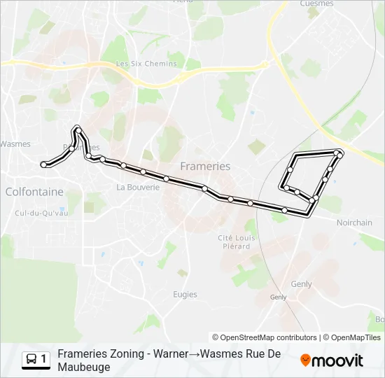 1 Bus Line Map