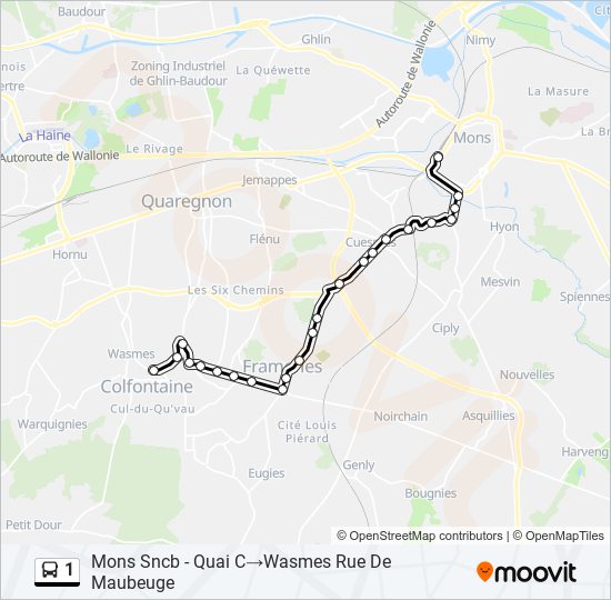 Plan de la ligne 1 de bus