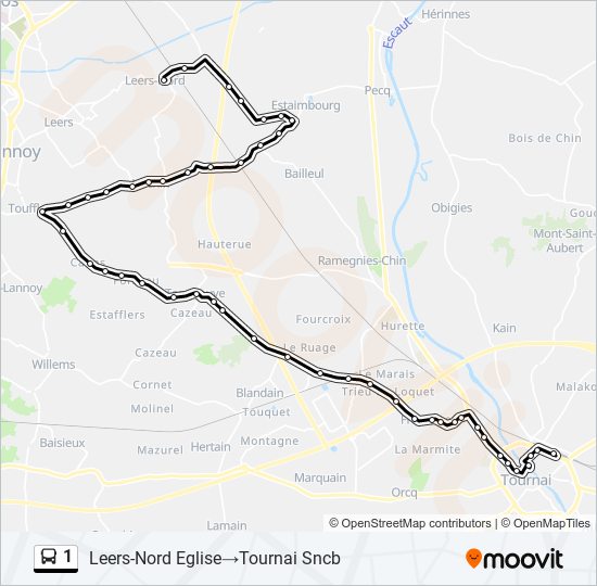 Plan de la ligne 1 de bus