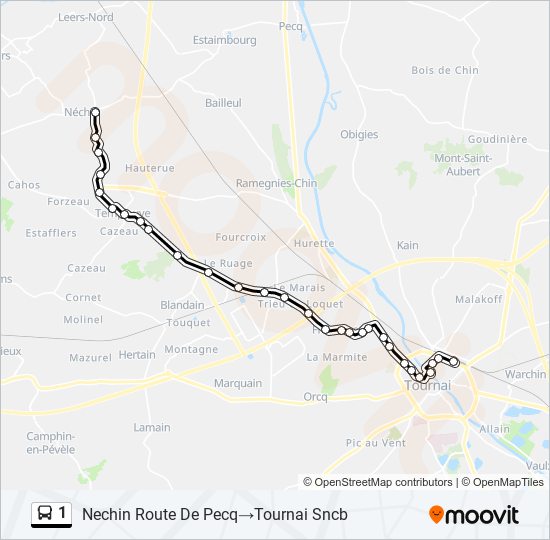 1 bus Line Map