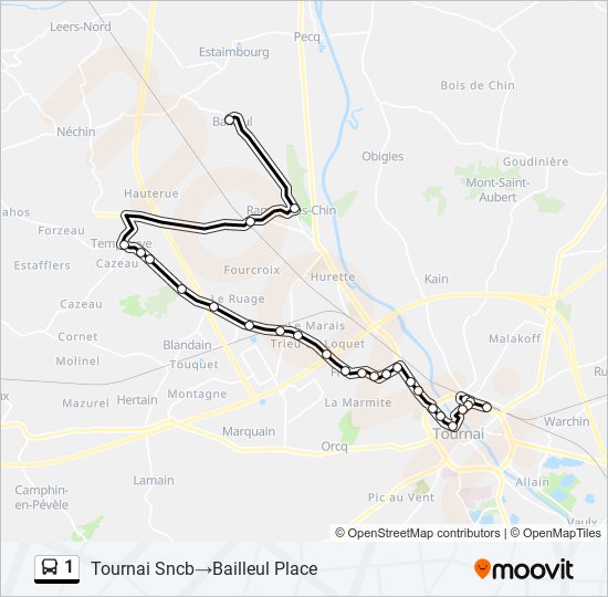 1 bus Line Map