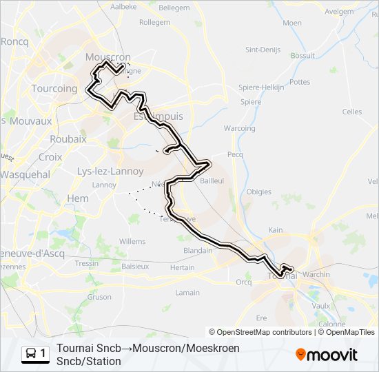 Plan de la ligne 1 de bus