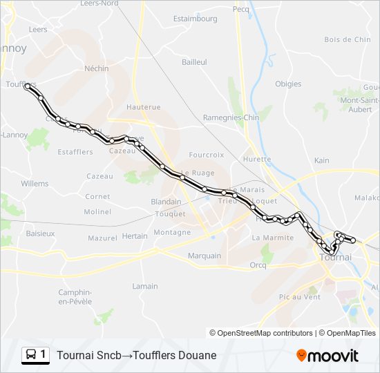 Plan de la ligne 1 de bus