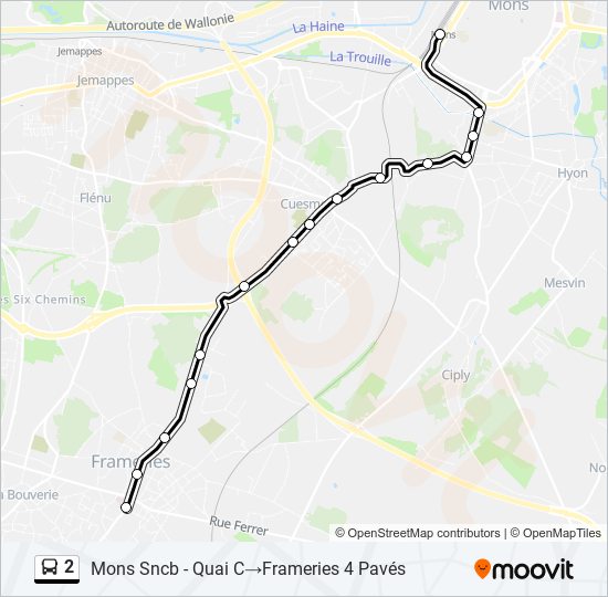 Plan de la ligne 2 de bus