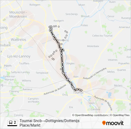 2 Route: Schedules, Stops & Maps - Tournai Railway‎→Dottignies Square ...