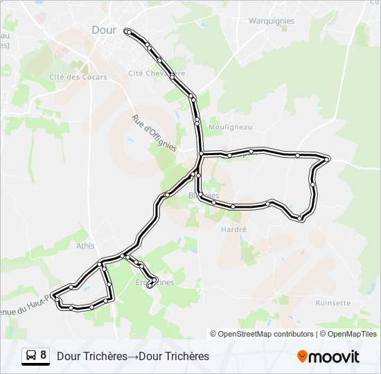 Plan de la ligne 8 de bus