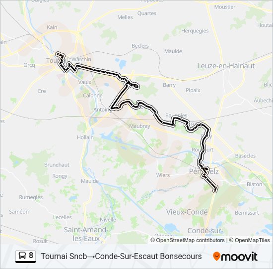 Plan de la ligne 8 de bus