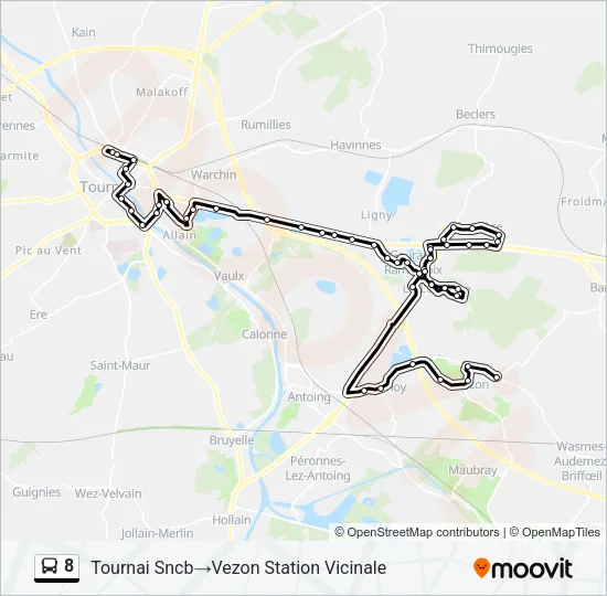 8 Bus Line Map