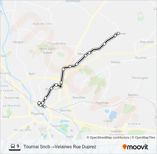 9 Bus Line Map