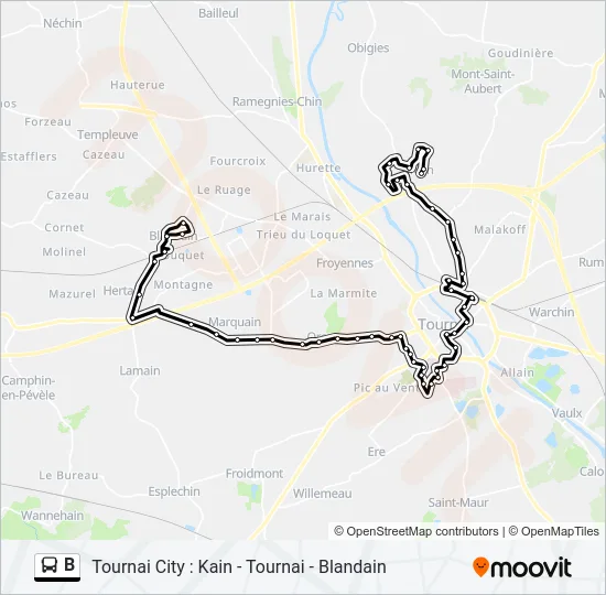 B Bus Line Map