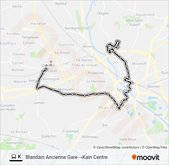 K Bus Line Map
