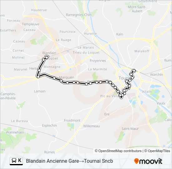 K Bus Line Map