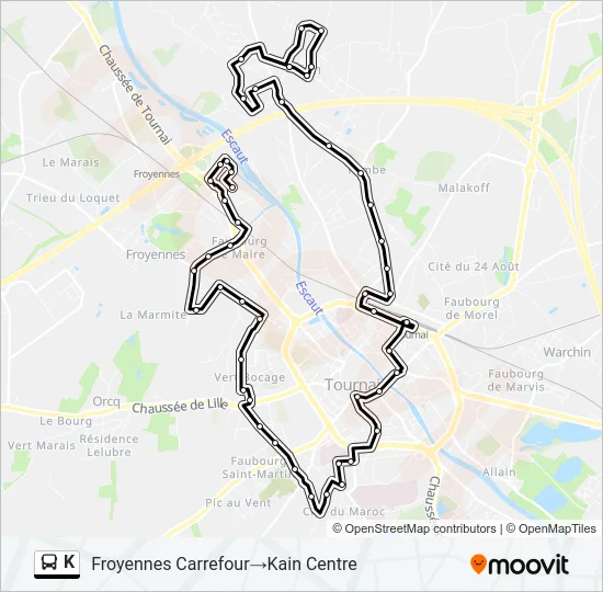 K Bus Line Map