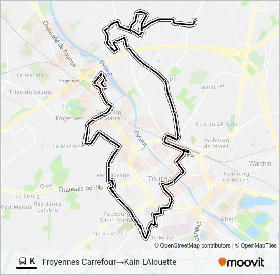 K Bus Line Map