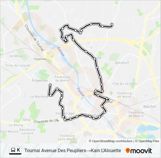 K Bus Line Map