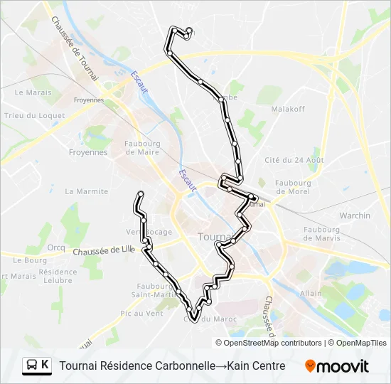 K Bus Line Map