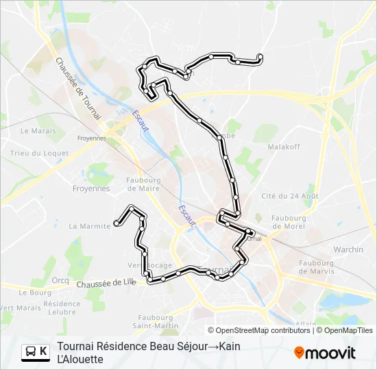 K Bus Line Map