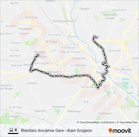 K Bus Line Map