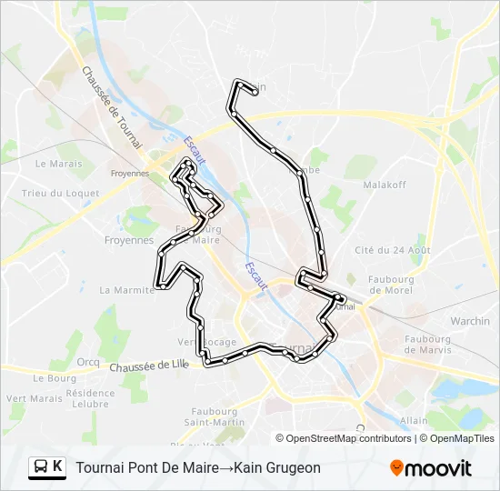 K Bus Line Map