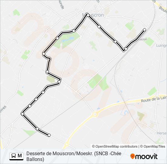 Plan de la ligne M de bus