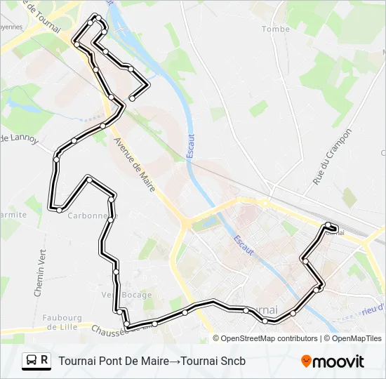 R Bus Line Map