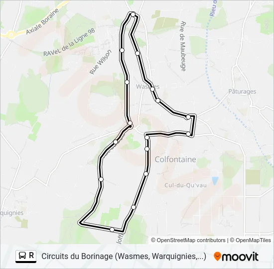 R Bus Line Map